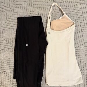 lululemon athletica Black Leggings and White Tank